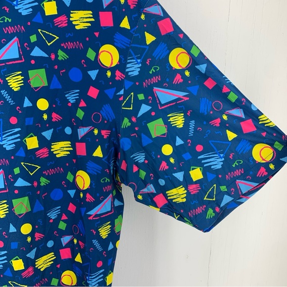 Roadies Mens XL Golf Polo Shirt Multicolor Geometric Short Sleeve 90’s Retro - Picture 2 of 10